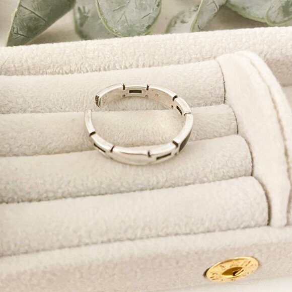 925 Sterling Silver Dainty Bar Ring Black Bar Ring Link Ring Minimalist Ring - Picture 8 of 9